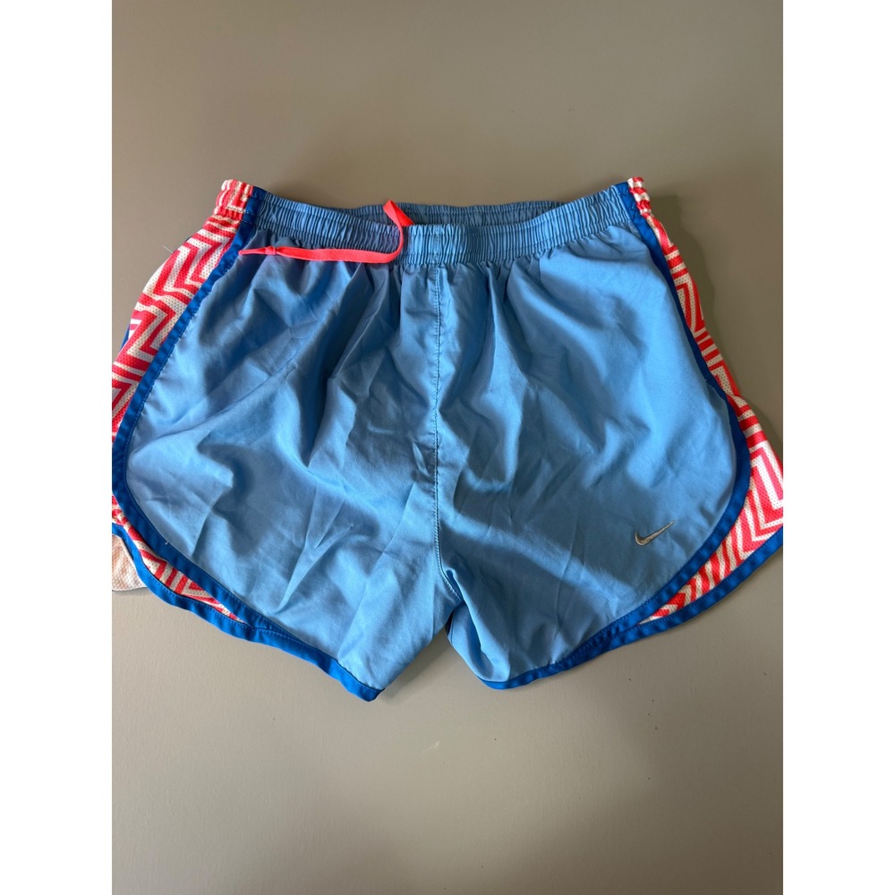 Nike Dri-FIT Womens Running Shorts Blue Red Chevron Mesh Side Panels Small